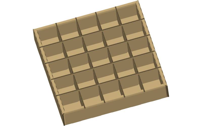 Une boite découpée avec des croisillons sur mesure intégrés pour regrouper et protéger des pièces métalliques à Nevers dans la Nièvre