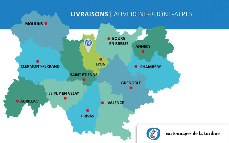 Livraison rapide d’emballages sur mesure en carton en Auvergne-Rhône-Alpes