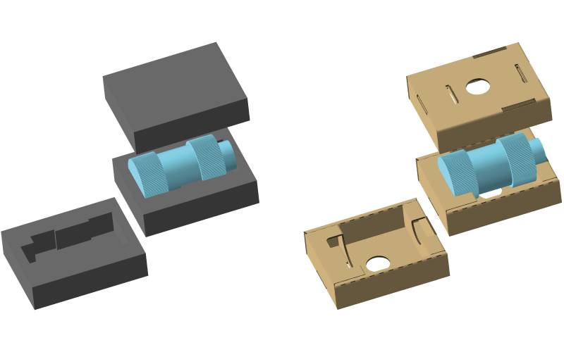 Remplacement d’un calage en mousse par un calage en carton recyclé pour protéger des pièces électroniques fragiles près de Dijon