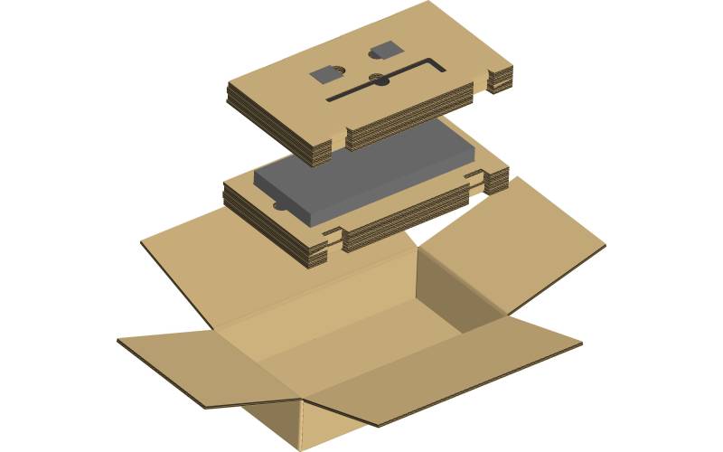 Fabrication de cales à empreintes en carton ondulé double cannelure pour protéger des pièces lourdes à Saint-Etienne dans la Loire