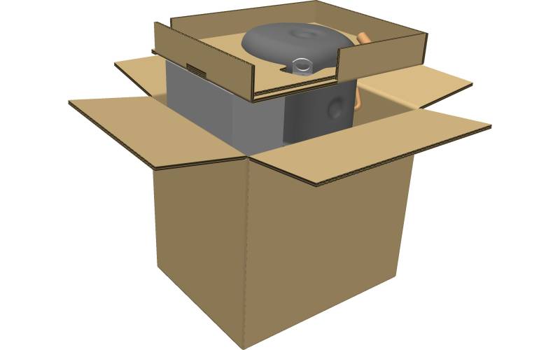 Un caisse américaine aux dimensions personnalisées et un calage en carton ondulé assurant protection et optimisation